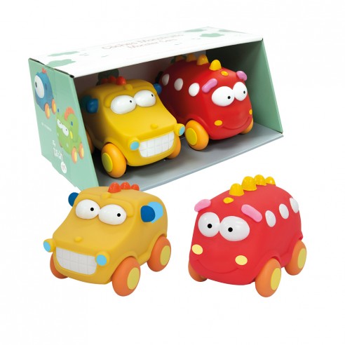 SET OF 2 YELLOW & RED STUDDED MONSTER...