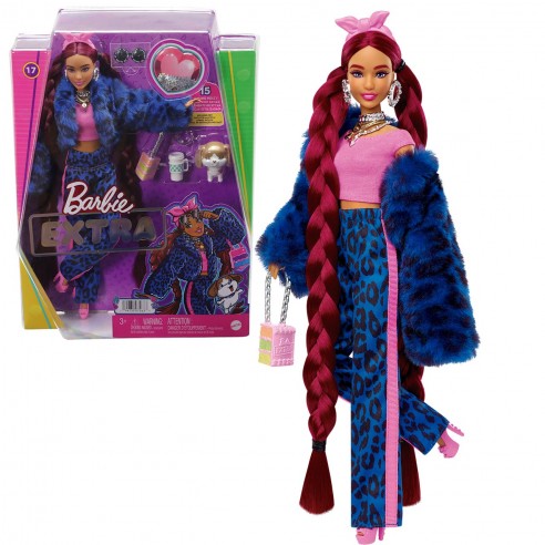 BARBIE DOLL EXTRA LEOPARD BLUE...