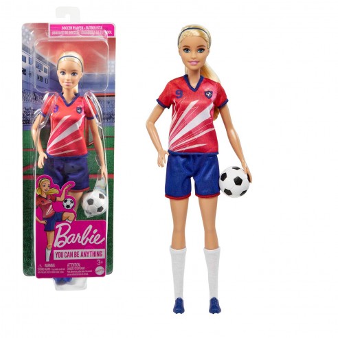 BARBIE DOLL SOCCER PLAYER RED T-SHIRT...