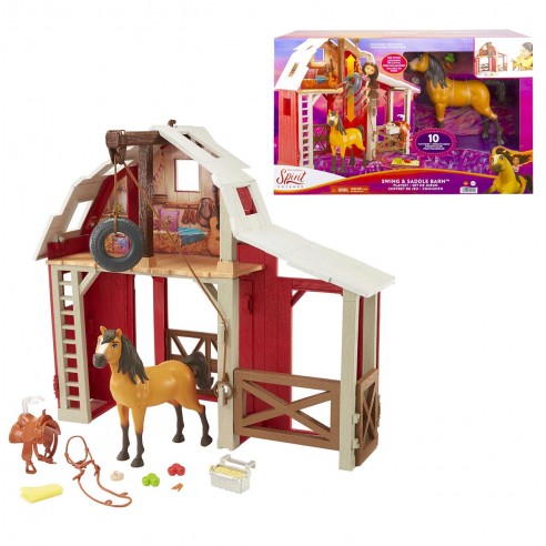 SET SPIRIT STABLE WITH TOY HORSE...