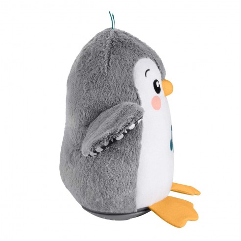 Penguin walks and flaps its wings