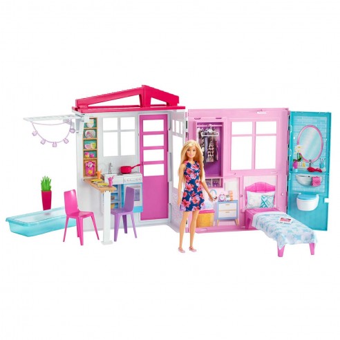 BARBIE DOLL, HOUSE, FURNITURE AND...