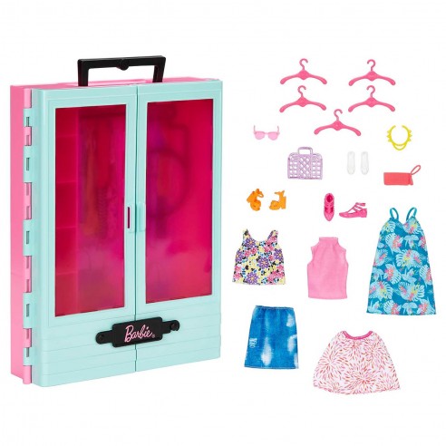 BARBIE CLOSET WITH CLOTHES AND...