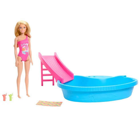 BLONDE BARBIE DOLL WITH SWIMMING POOL...