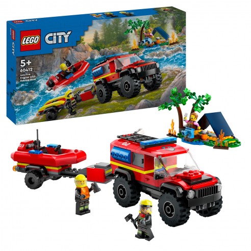 FIRE TRUCK 4X4 WITH RESCUE BOAT LEGO...
