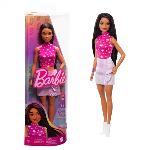 Barbie Fashionista Doll pink and metallic rock dress