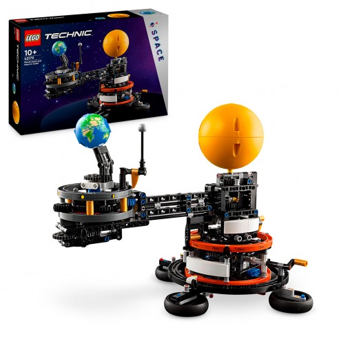 PLANET EARTH AND MOON IN ORBIT LEGO...