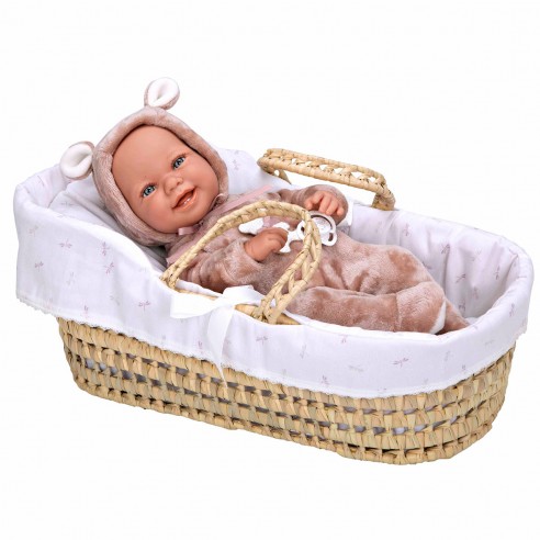 DOLL ELEGANCE 42CM ZOE PINK W/BASKET...