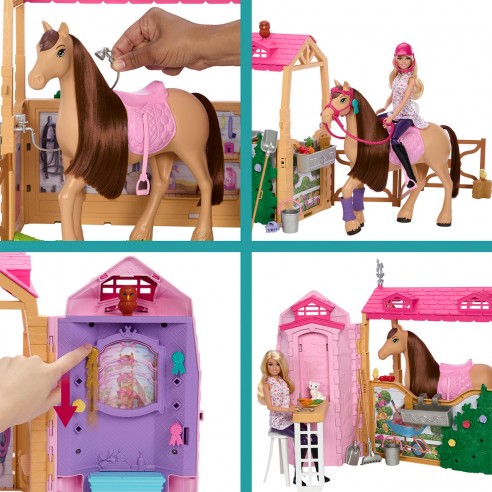 Barbie doll with horse and stable