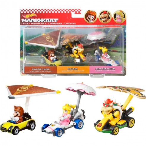 3 PACK 3 MINI CARS W/GLIDER MARIO...