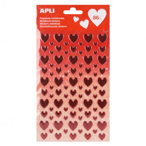 METALLIC RED HEART STICKER R.17187 APLI