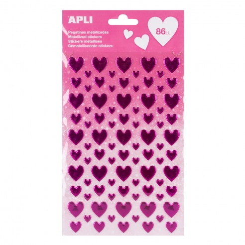 METALLIC PINK HEART STICKER R.17188 APLI