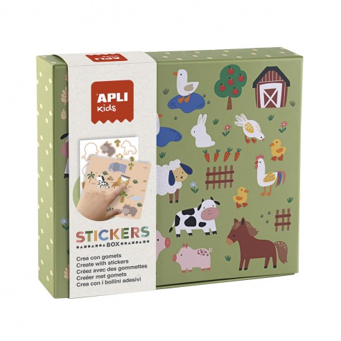 CAJA DE STICKERS ANIMALES Y SU...