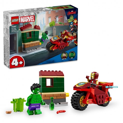 IRON MAN CON MOTO Y HULK LEGO MARVEL...