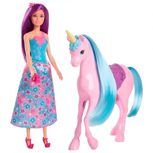 MUÑECA BARBIE Y SU UNICORNIO  HYT62...