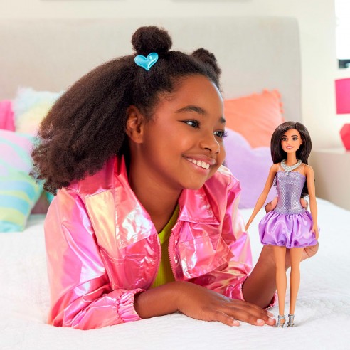 Barbie Fashionista doll with purple bubble dress Barbie Fashionista doll with purple bubble dress