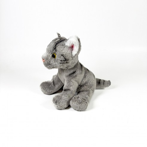 12 CM SITTING GRAY TABBY CAT PLUSH...