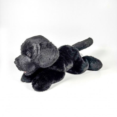 BLACK LABRADOR PLUSH TOY, LYING DOWN,...