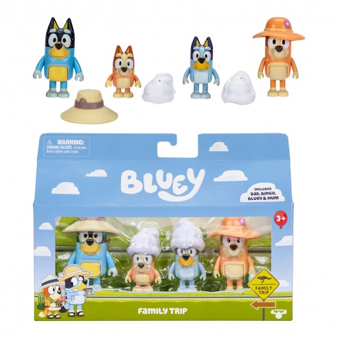 PACK 4 FIGURES FAMILY TRIP BLUEY...