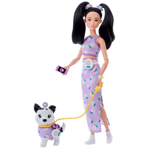 BARBIE TWINNING LOOKS ASIAN WITH DOG...
