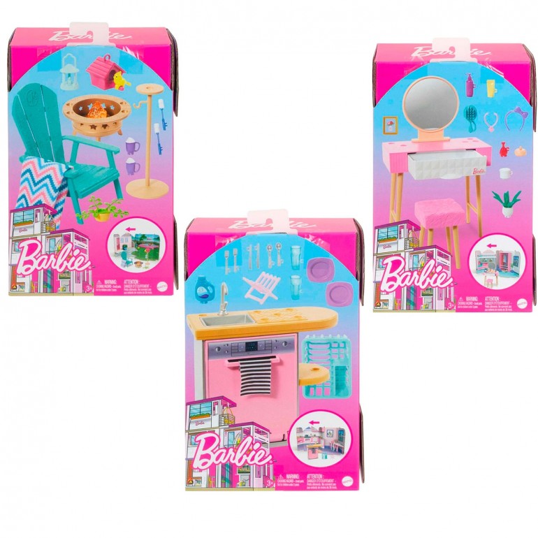 ASSORTED FURNITURE BARBIE HJV32 MATTEL ASSORTED FURNITURE BARBIE HJV32 MATTEL