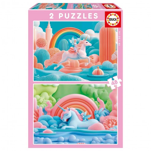 PUZZLES 2X48 UNICORNIOS MÁGICOS 20223...