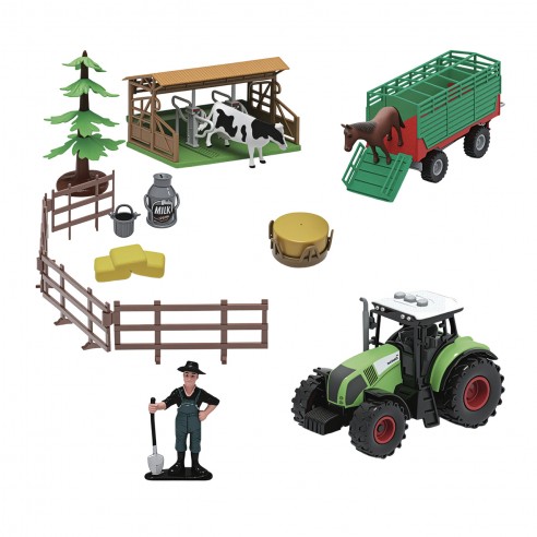 19-PIECE FARM SET WITH TRACTOR,...