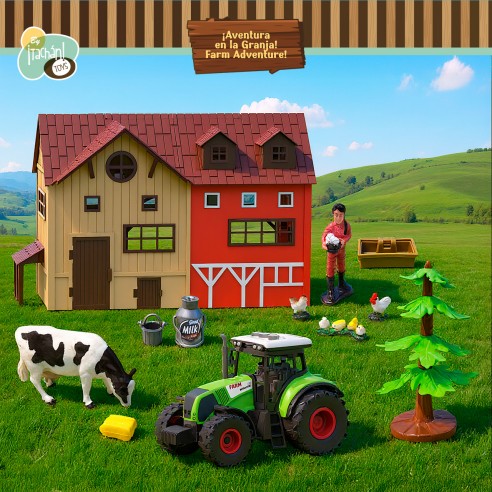 TACHAN - Set Granja con Tractor y 19 Accesorios - con Tractor, Animales y Figuras (CPA Toy Group 702T01047