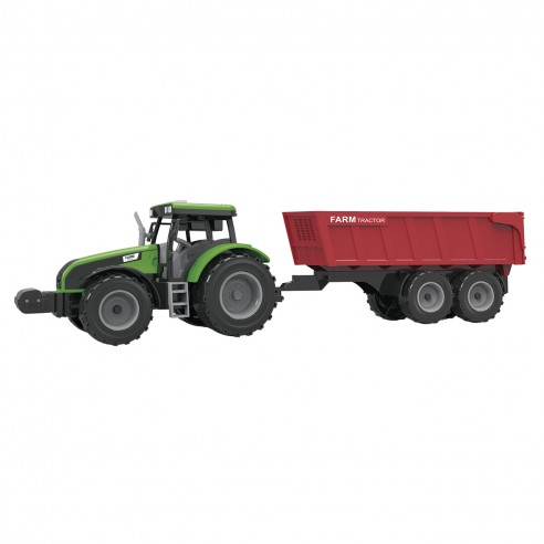 GREEN TRACTOR WITH TRAILER, 1:32...