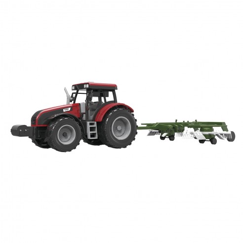RED TRACTOR WITH IMPLEMENT, 1:32...