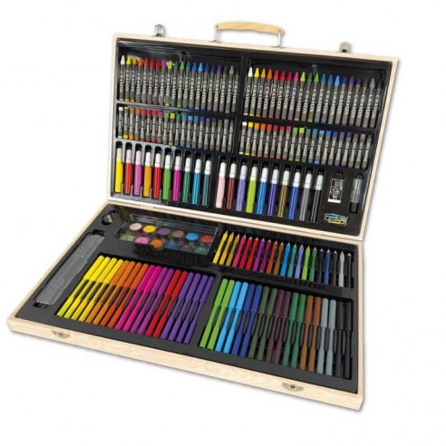 ARTIST WOODEN TOOL CASE, 180 PIECES,...