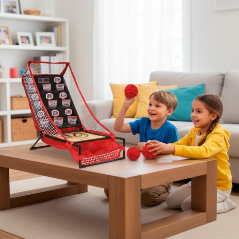 Tachan Juego De Baloncesto Con Marcador Electrónico – 9 Canastas A Distintas Alturas, Incluye 3 Pelotas, Ideal Para Habilidad Y Concentración