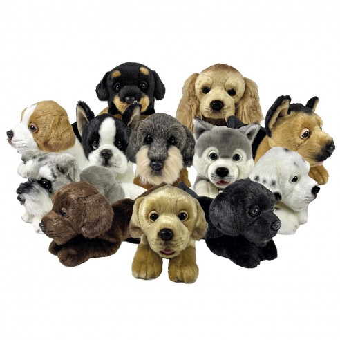 PLUSH DOG, 25 CM, ON DISPLAY STAND...