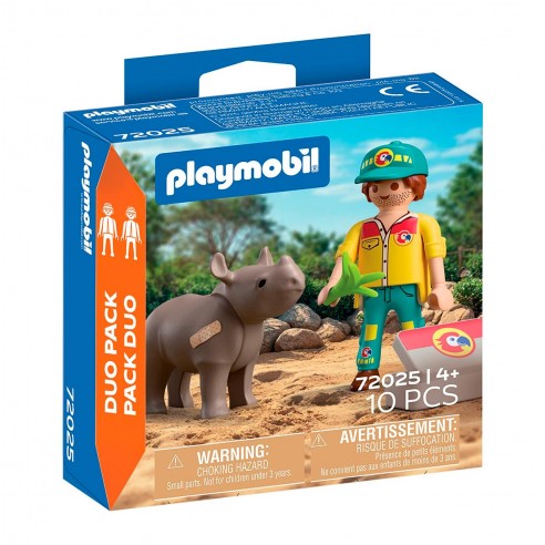PLAYMOBIL 72025 CAREGIVER AND RHINO...