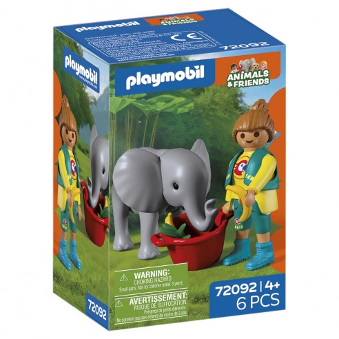 ZOO: BABY ELEPHANT AND CAREGIVER...