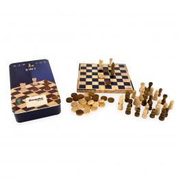 CHESS AND CHECKERS, WOODEN...