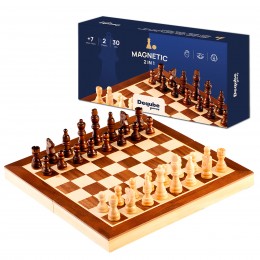 CHESS SET WITH WOOD INLAY...