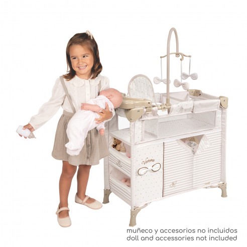 Armario Cambiador Plegable Verona Para Muñecas De Hasta 42 Cm – Set Con Accesorios De Metal, Plástico Y Poliéster, Juguete Creativo Sin Pilas, A Partir De 3 Años