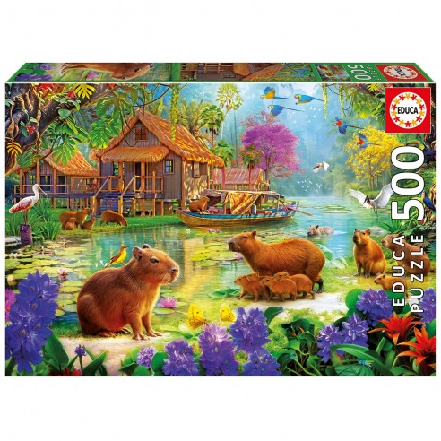 500-PIECE CAPYBARA VILLAGE PUZZLE...