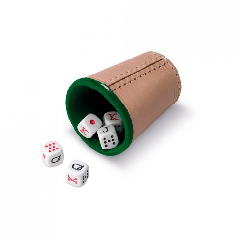 LEATHER POCKER CUP WITH 5 DICE 674 CAYRO
