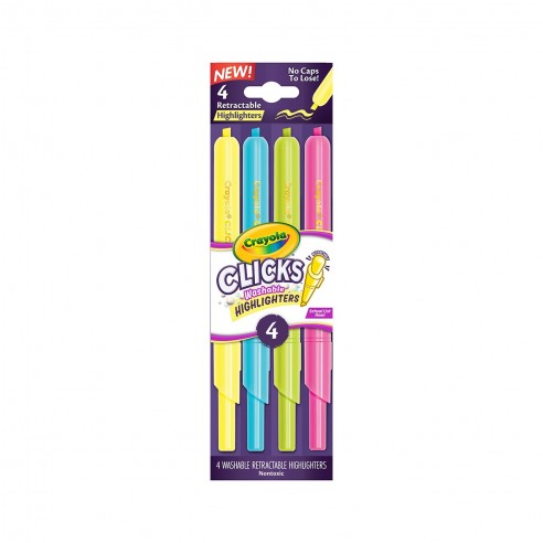 4 WASHABLE CLICK HIGHLIGHTERS 58-8390...