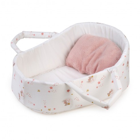 PINK AND WHITE BASKET WITH CUSHION...