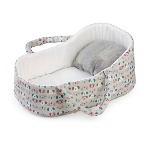 BLUE AND GRAY BASKET WITH CUSHION...