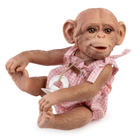 REBORN MONKEY DOLL, CHECKED ONESIE,...