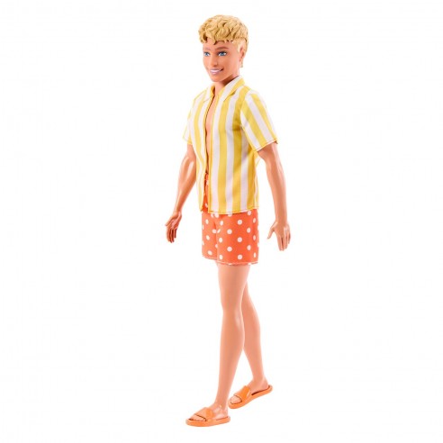 BLONDE KEN DOLL WITH STRIPED SHIRT...