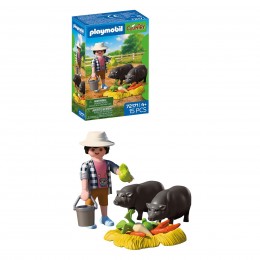FARMER WITH CHUBBY PIG...