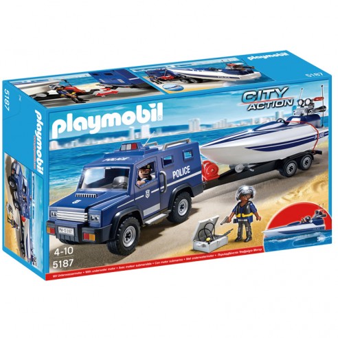 COCHE POLICÍA CON LANCHA PLAYMOBIL 5187