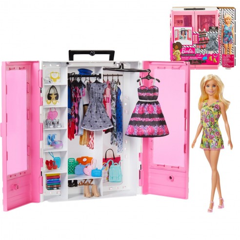 BARBIE DOLL WITH PORTABLE WARDROBE...