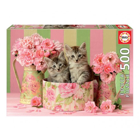 PUZZLE 500 KITTENS WITH ROSES 17960...