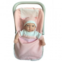 30 CM DOLL IN PINK BABY BAG...